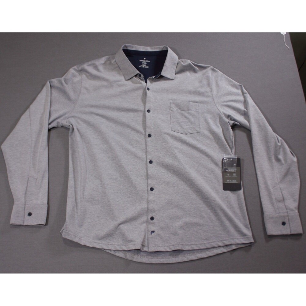 FABLETICS Men's Shirt The Dash Long Sleeve Button Up Gray Textured XXL MSRP $89